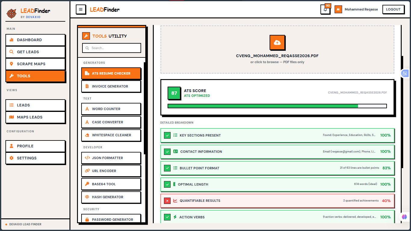 LEADFinder ATS Matching